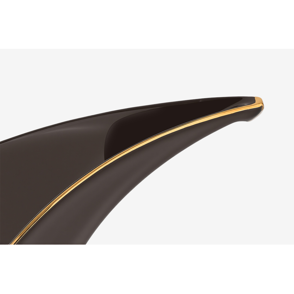 HYHPURO定制陶瓷烟灰缸 三人位 镂空底三角型 咖啡棕烫金(随单附送优惠券)