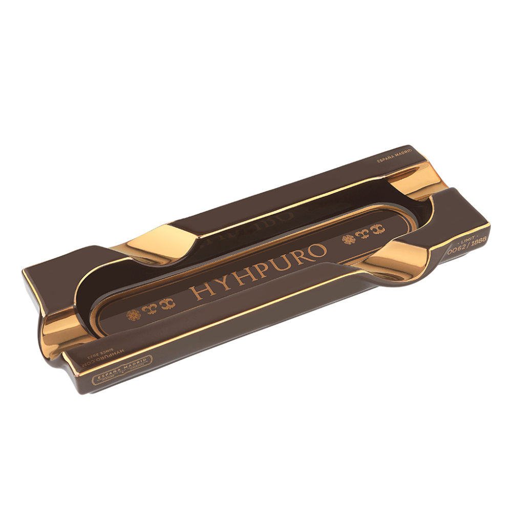 HYHPURO定制陶瓷烟灰缸 四人位 长方型 咖啡棕烫金(随单附送优惠券)