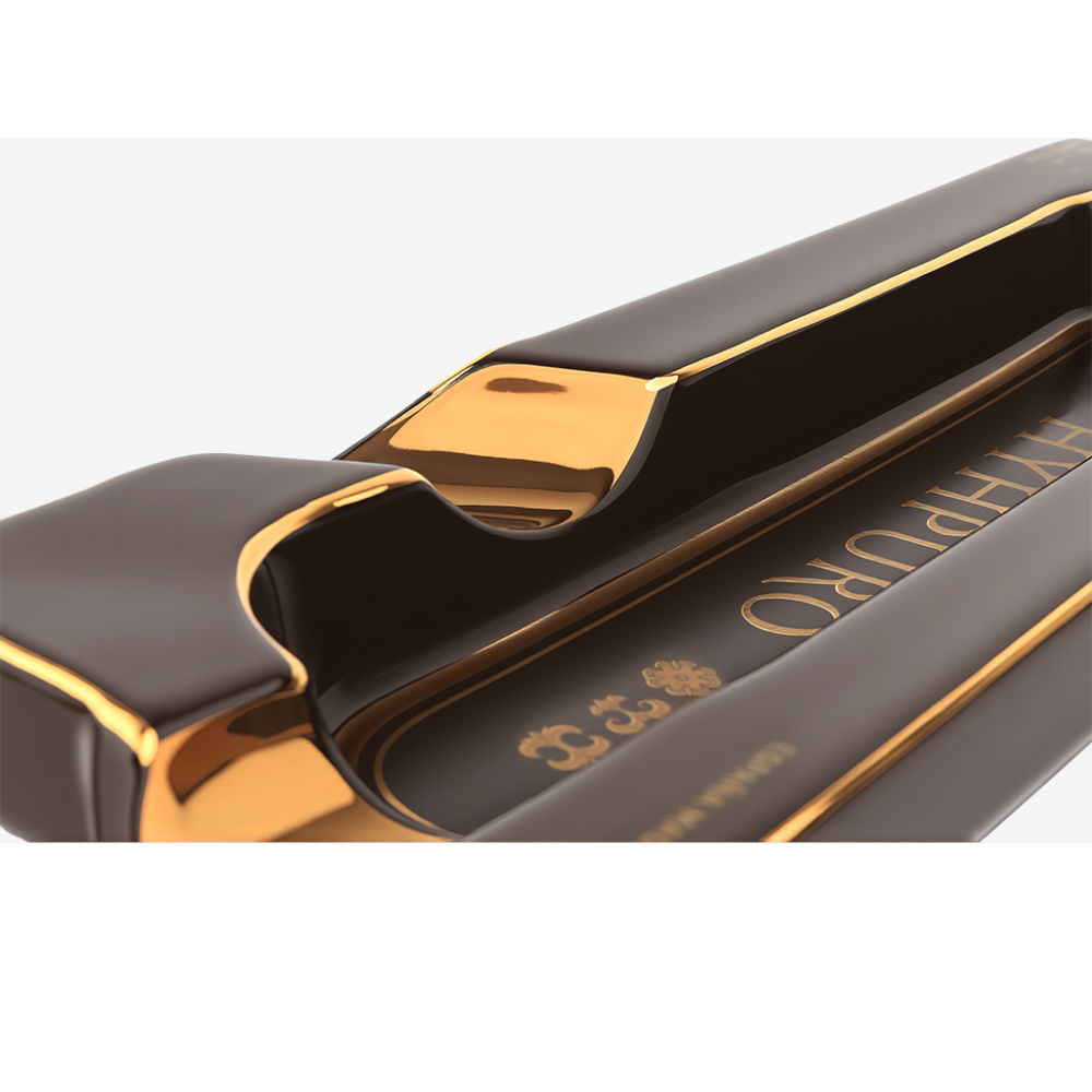 HYHPURO定制陶瓷烟灰缸 四人位 长方型 咖啡棕烫金(随单附送优惠券)