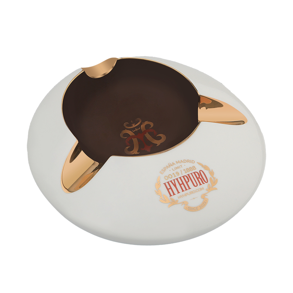 HYHPURO定制陶瓷烟灰缸 三人位 圆盘型 珍珠白棕色(随单附送优惠券)