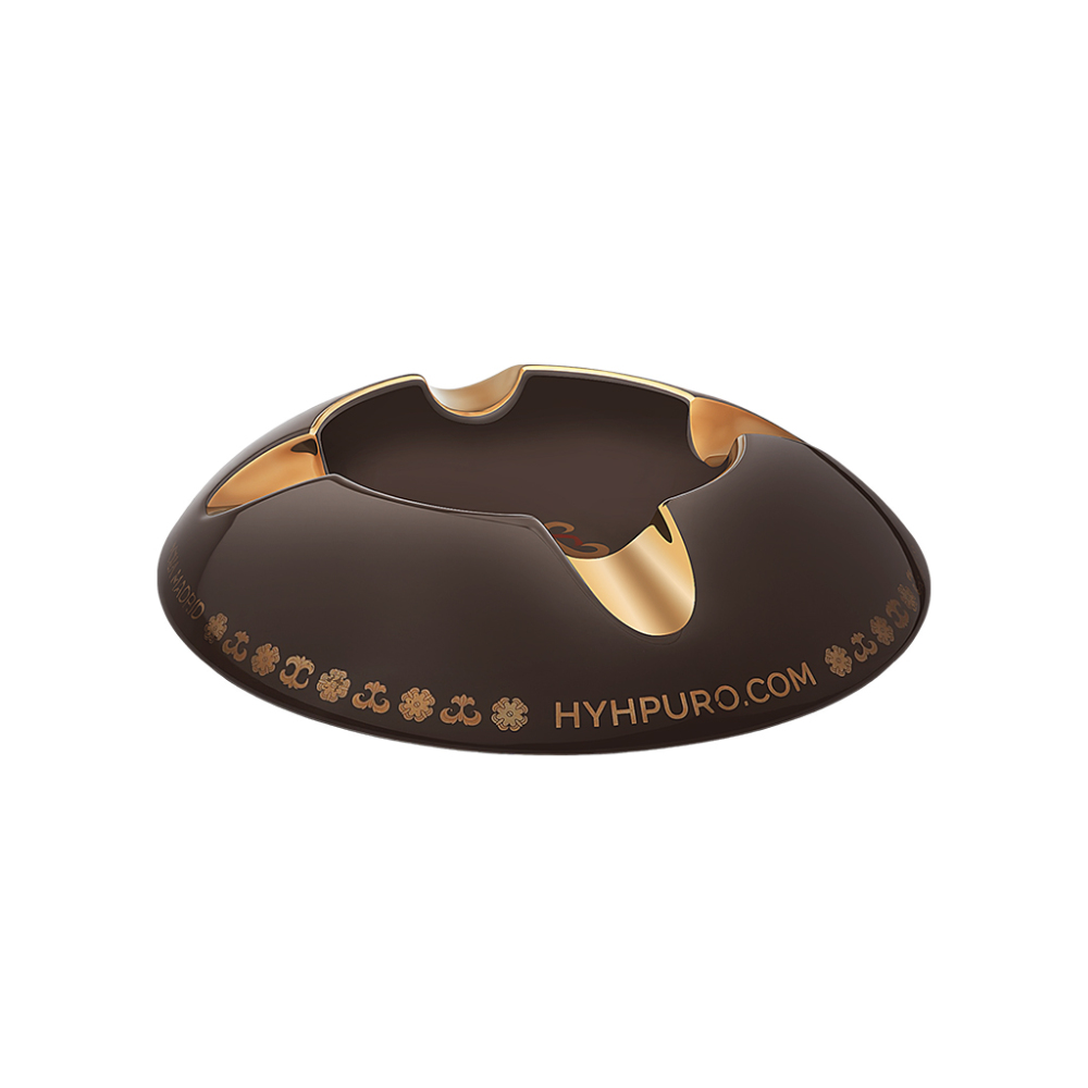 HYHPURO定制陶瓷烟灰缸 四人位 镂空底圆型 咖啡棕烫金(随单附送优惠券)