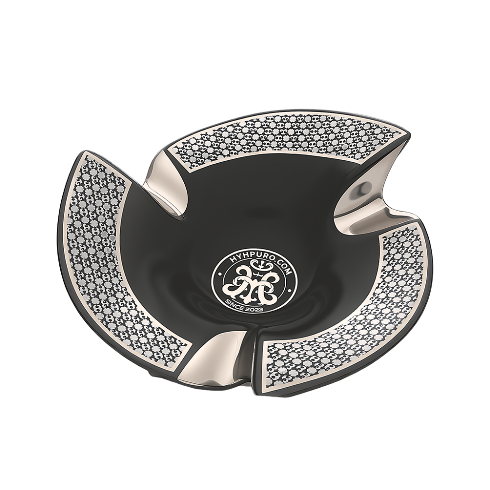 HYHPURO定制陶瓷烟灰缸 三人位 环绕圆型 水墨黑(随单附送优惠券)