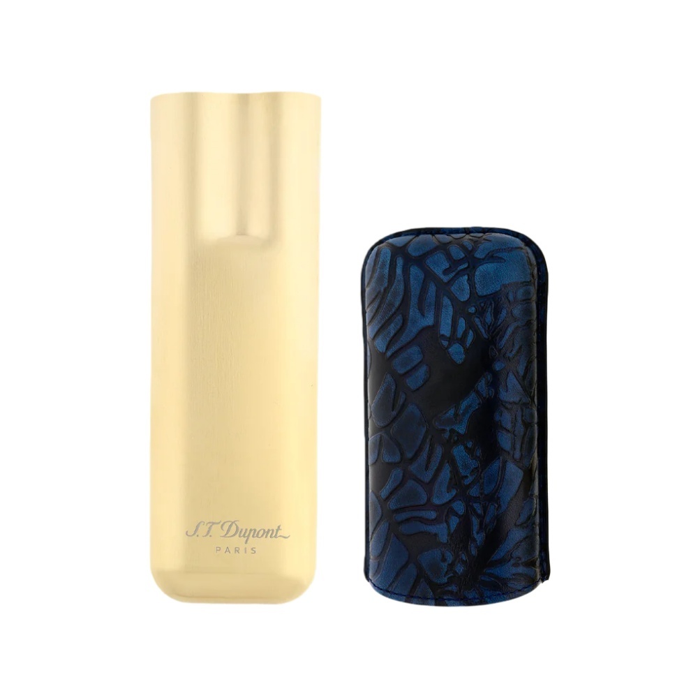 S.T.DUPONT 都彭 帕特加斯 联名 深蓝皮革 可调节 两支装 便捷雪茄盒（183295）