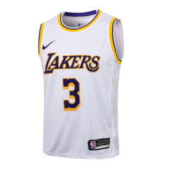 NBA Lakers Round Neck White Yellow Edge No. 3 (Hot Pressed)