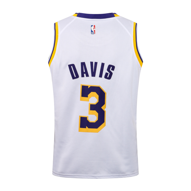 NBA Lakers Round Neck White Yellow Edge No. 3 (Hot Pressed)