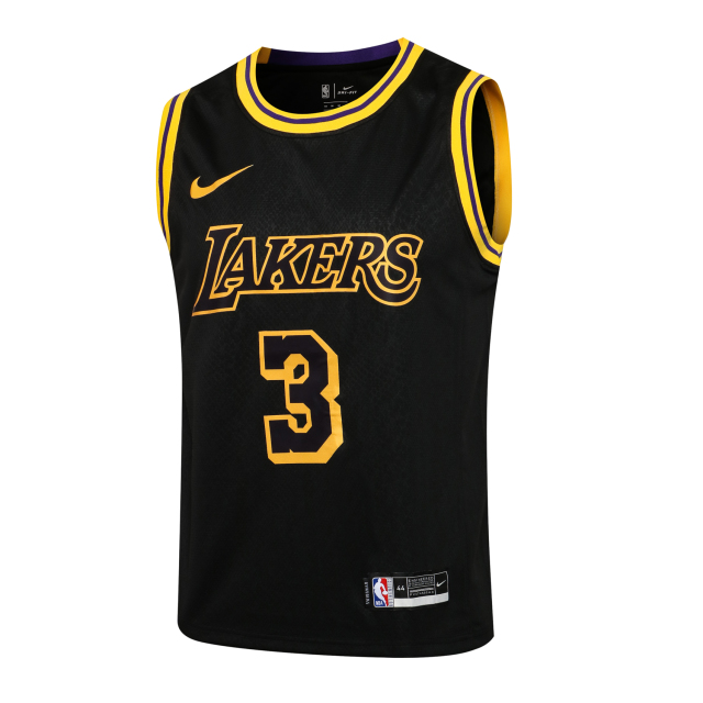 NBA Lakers Round Neck Black No. 3 (Hot Pressed)