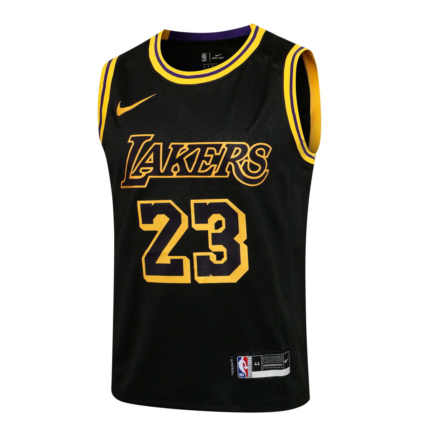 NBA Lakers Round Neck Black No. 23 (Hot Pressed)