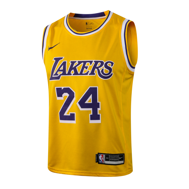 NBA Round Neck Lakers Yellow No. 24 (Hot Pressed)