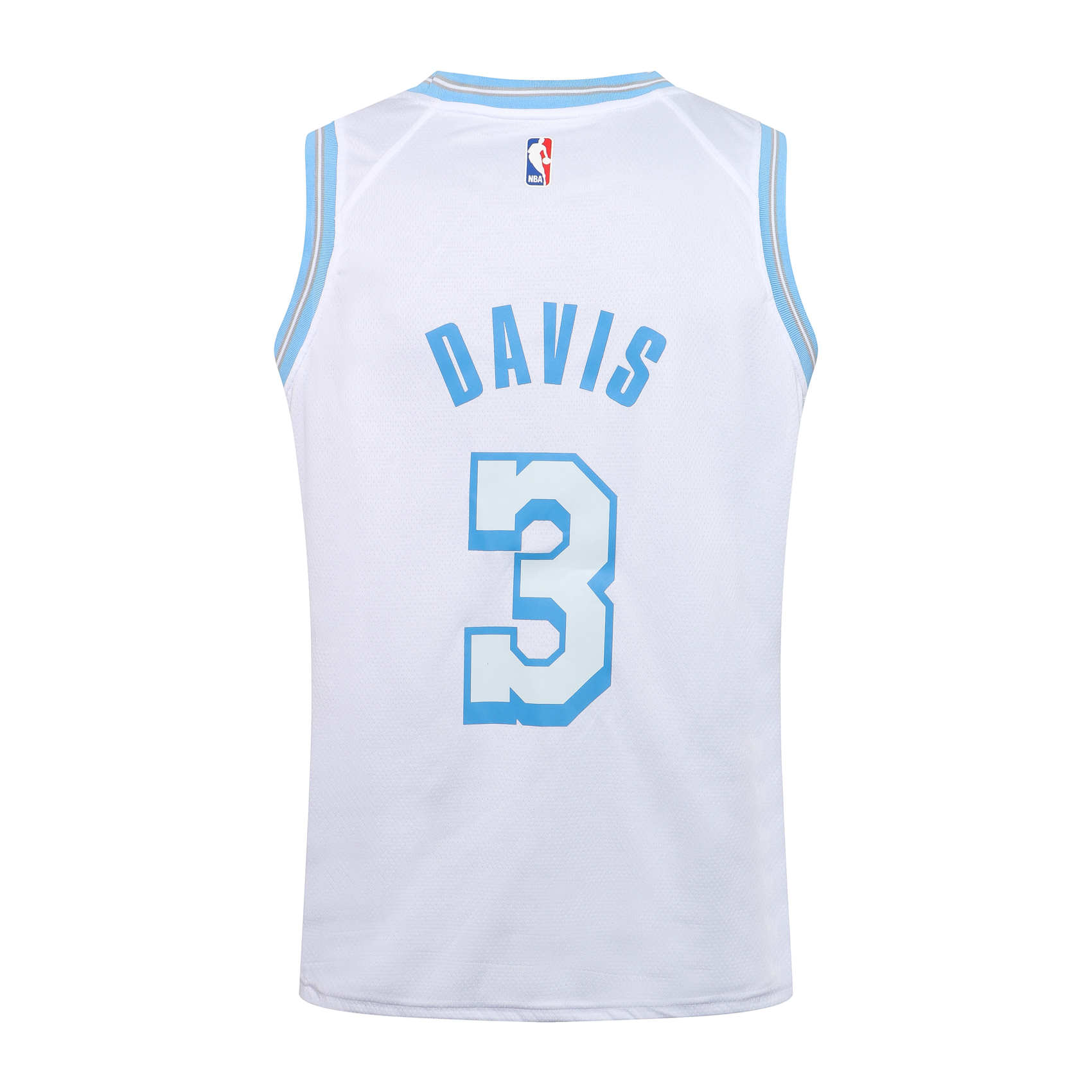 NBA Round Neck Lakers White No. 3 (Hot Pressed)
