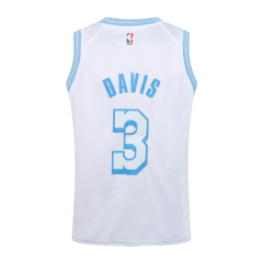 NBA Round Neck Lakers White No. 3 (Hot Pressed)