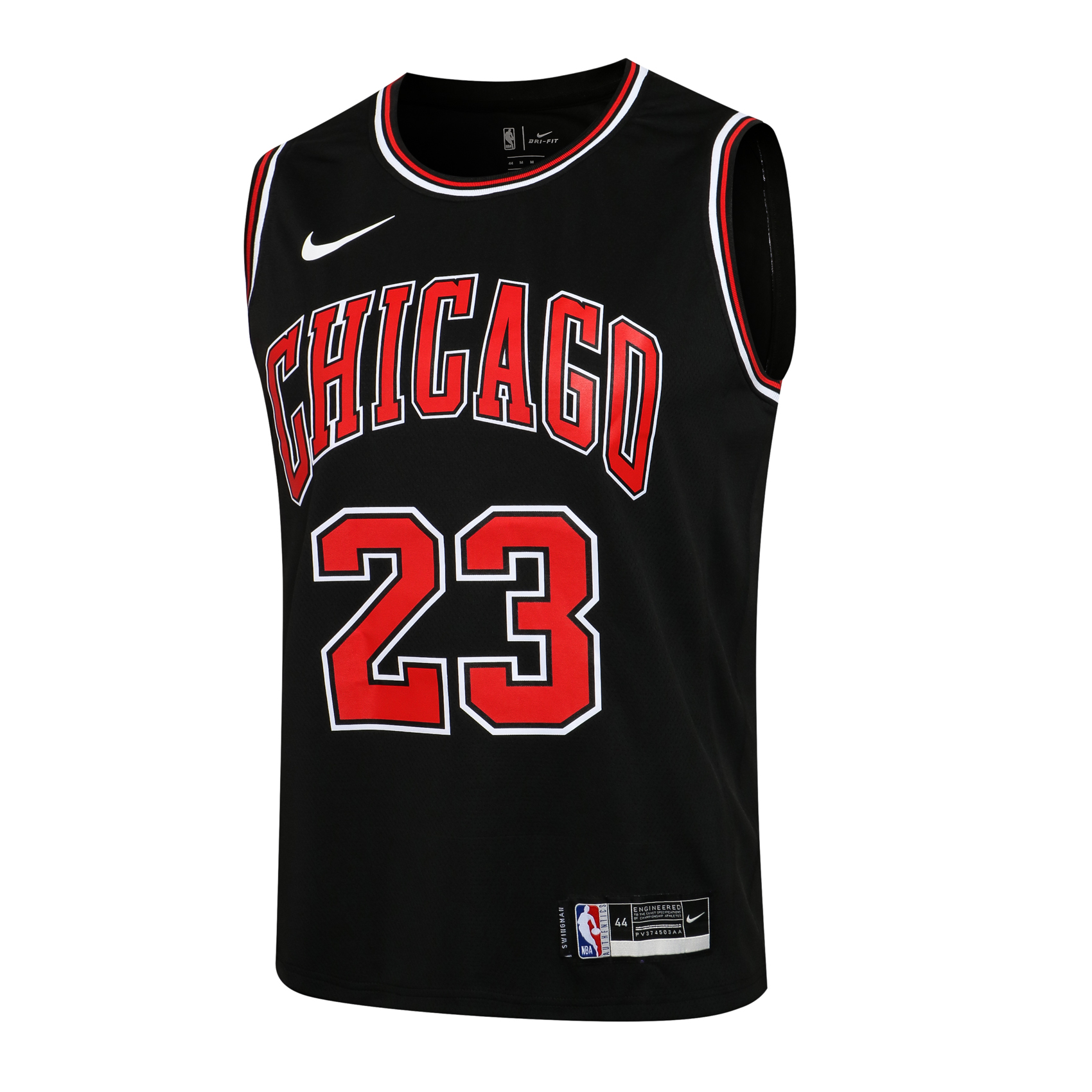 NBA Bull Round Neck Black No. 23 (Hot Pressed)