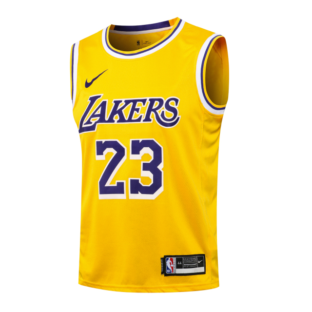 NBA Lakers Round Neck Yellow No. 23 (Hot Pressed)