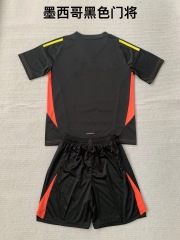 24-25 Mexican Black Goalkeeper Kids+Adult Set
