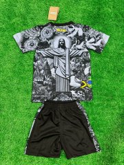 24-25 Brazil Jesus Black kids+Adult set