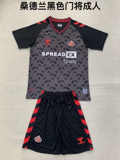 24-25 Sunderland Black Goalkeeper Kids+Adult Set