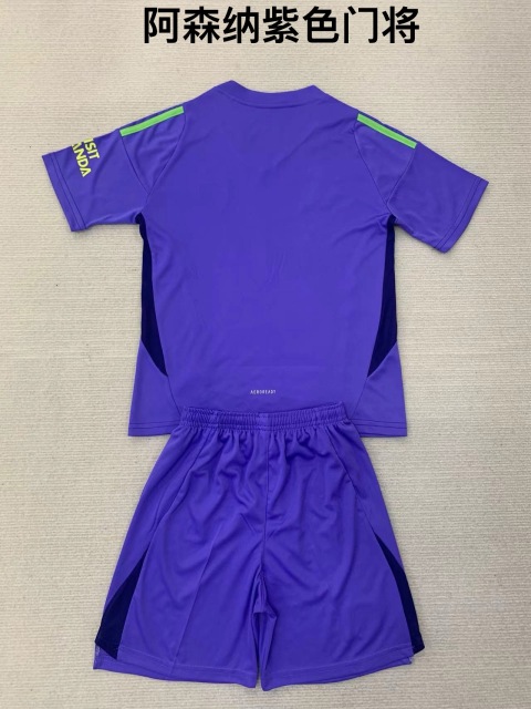 24-25 Arsenal Purple Goalkeeper Kids+Adult Set
