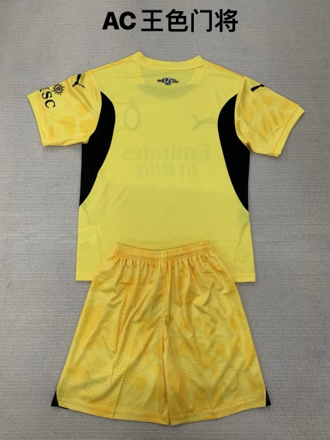 24-25AC Milan Yellow Goalkeeper Kids+Adult Set