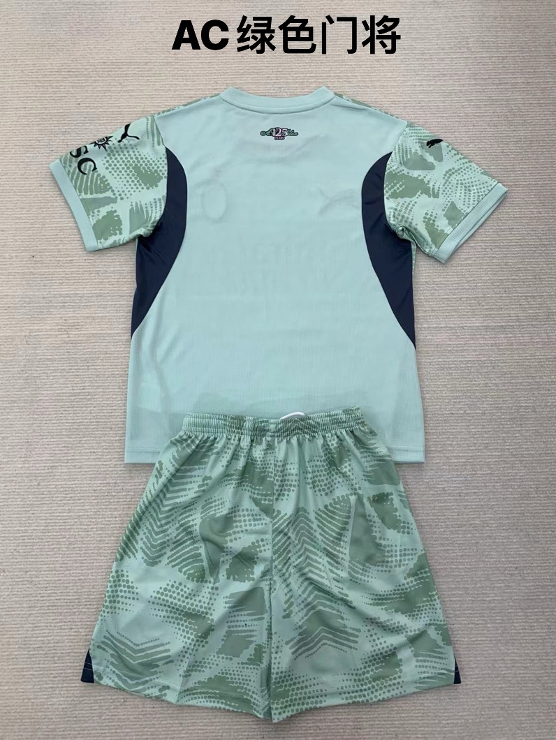 24-25AC Milan Green Goalkeeper Kids+Adult Set
