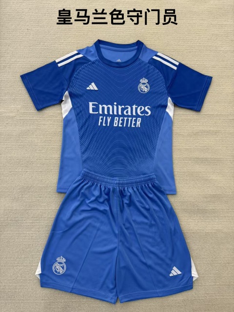 25-26 Real Madrid Blue goalkeeper kids+adult set
