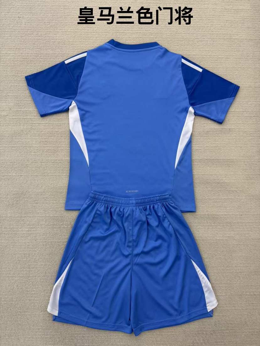 25-26 Real Madrid Blue goalkeeper kids+adult set