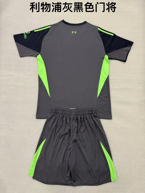 25-26 Liverpool Grey Black Goalkeeper Kids+Adult Set
