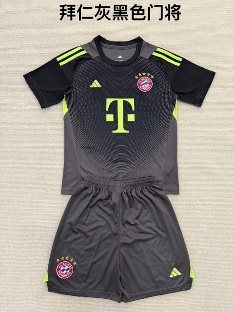 25-26 Bayern Grey Black Goalkeeper Kids+Adult Set