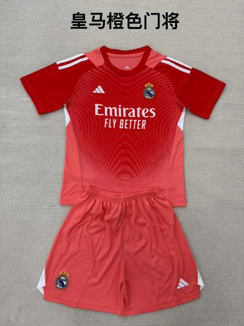 25-26 Real Madrid Orange Goalkeeper Kids+Adult Set