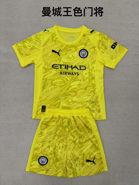 25-26 Manchester City Yellow Goalkeeper Kids+Adult Set
