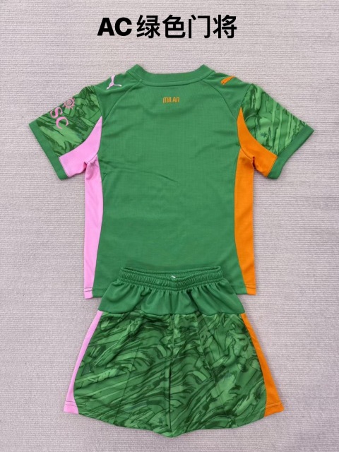 25-26 AC Milan Green Goalkeeper Kids+Adult Set