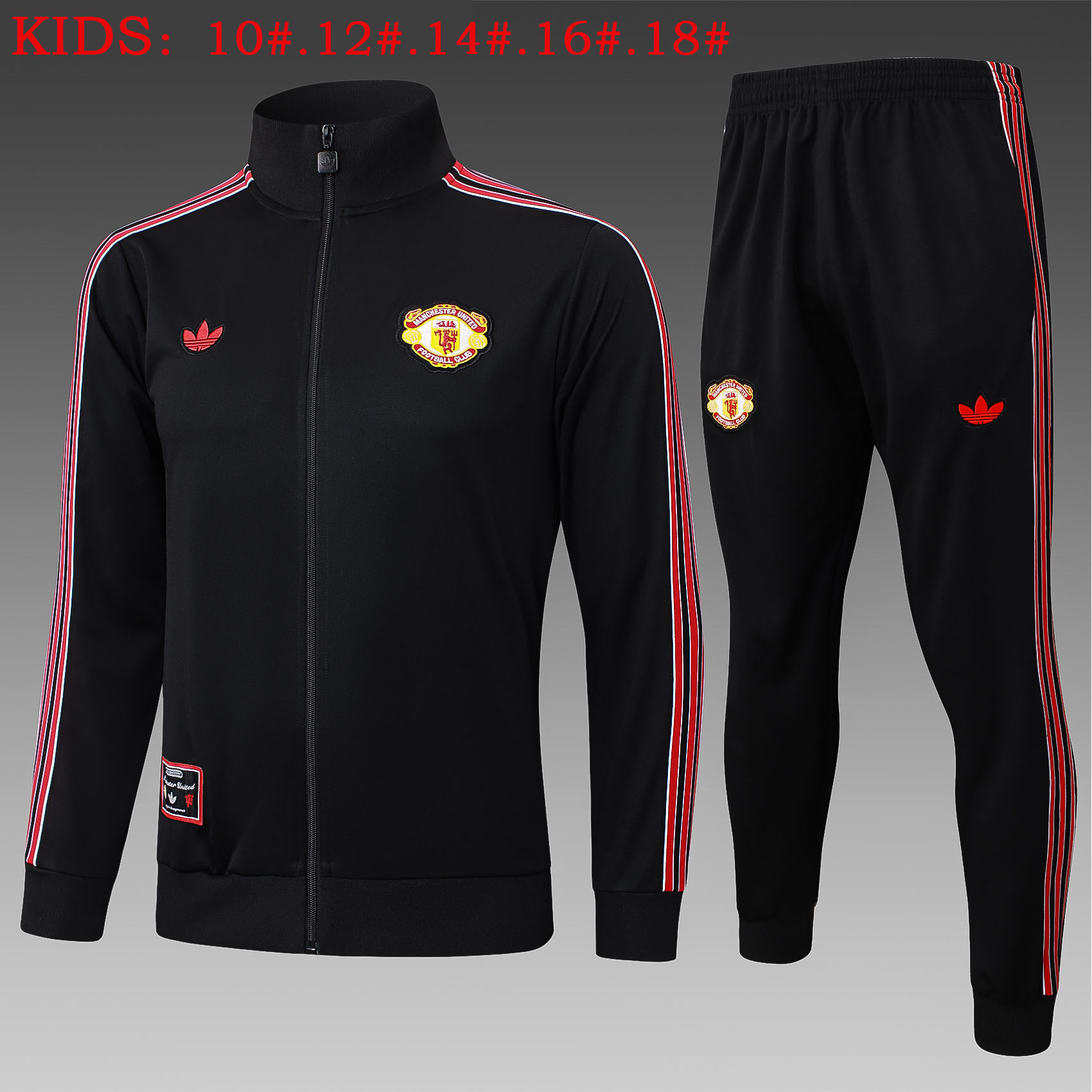 E2514 # 25-26 Long Pull Manchester United Black Retro Edition+Adult Training Uniform