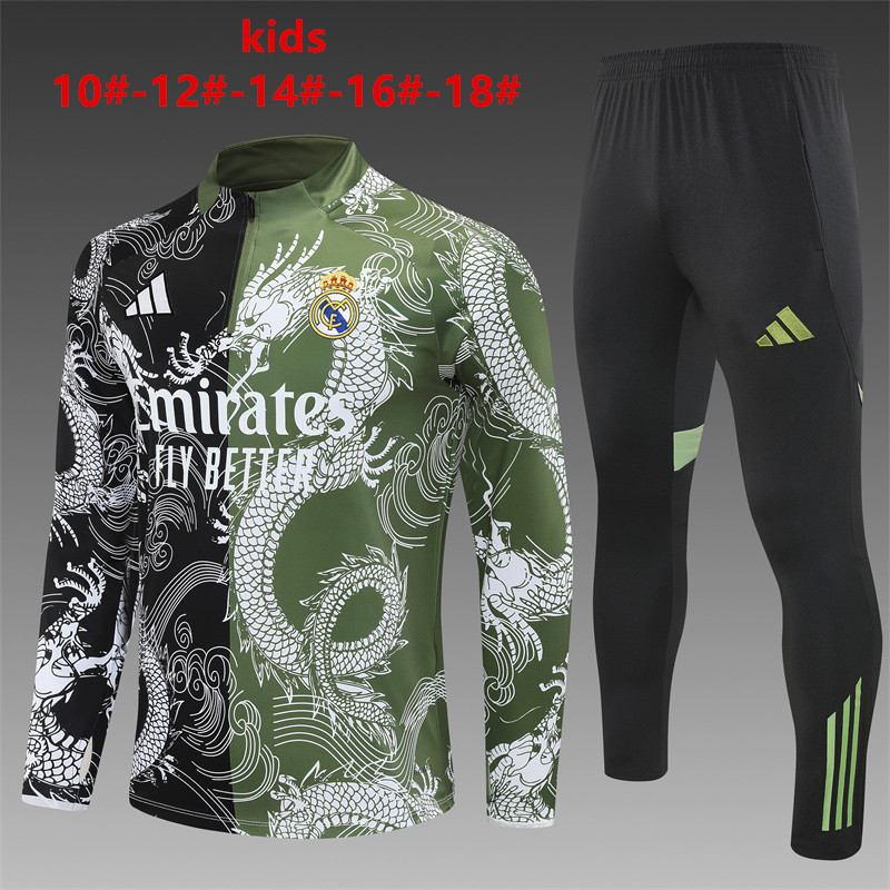 25-26 Real Madrid Black and Green [Special Edition] Kids+Adult Training Set