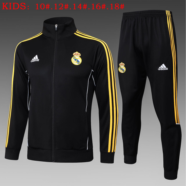 E2556 # 25-26 Long Pull Real Madrid Black Retro Edition Children's Clothing+Adults