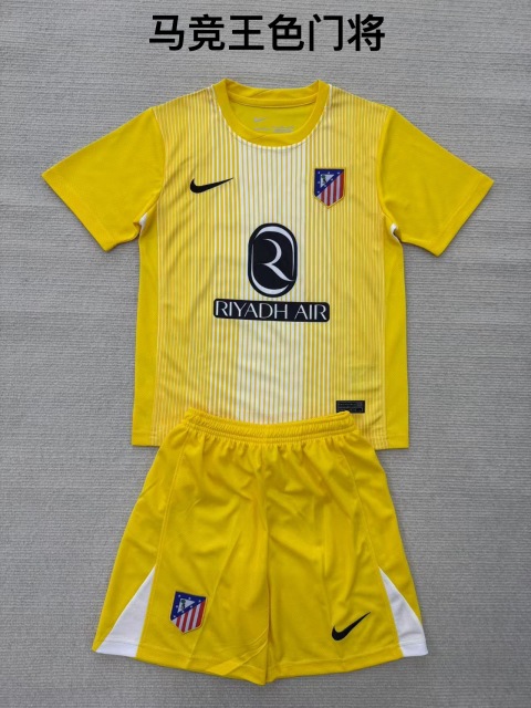25-26 Atletico Madrid Yellow Goalkeeper Kids+Adult Set