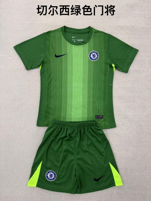 25-26 Chelsea Green Goalkeeper Kids+Adult Set
