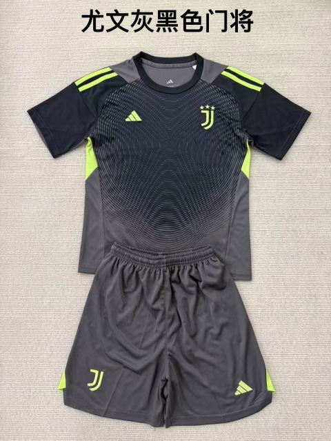 25-26 Juventus grey black goalkeeper kids+adult set