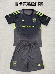 25-26 Boca Grey Black Goalkeeper Kids+Adult Set
