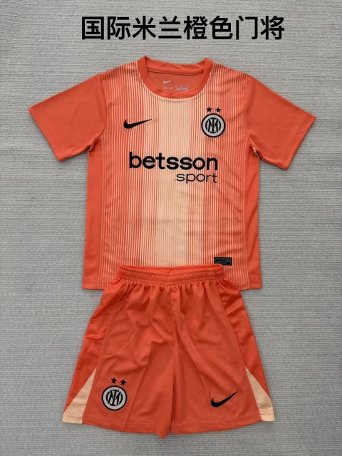 25-26 Inter Milan Orange Goalkeeper Kids+Adult Set