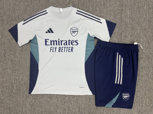 25-26 Short sleeved Arsenal Light Grey Kids+Adult Set