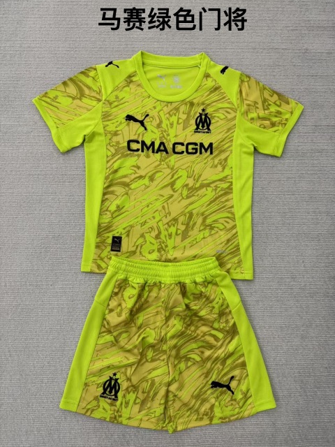 25-26 Marseille Green Goalkeeper Kids+Adult Set
