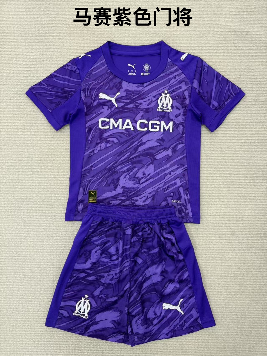 25-26 Marseille Purple Goalkeeper Kids+Adult Set