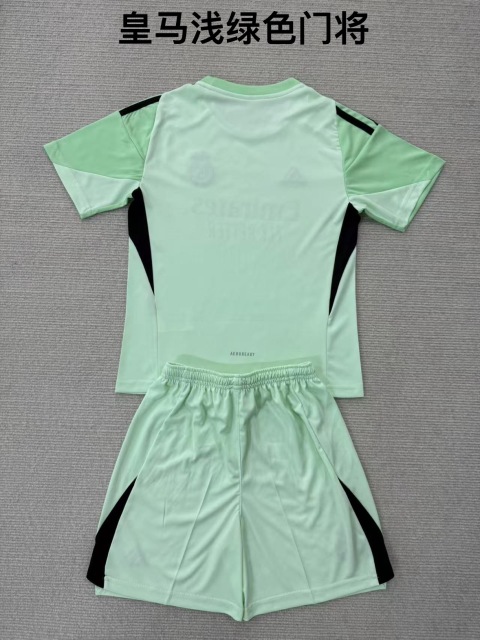 25-26 Real Madrid Light Green Goalkeeper Kids+Adult Set