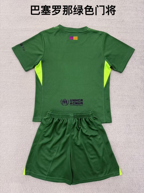25-26 Barcelona Green Goalkeeper Kids+Adult Set