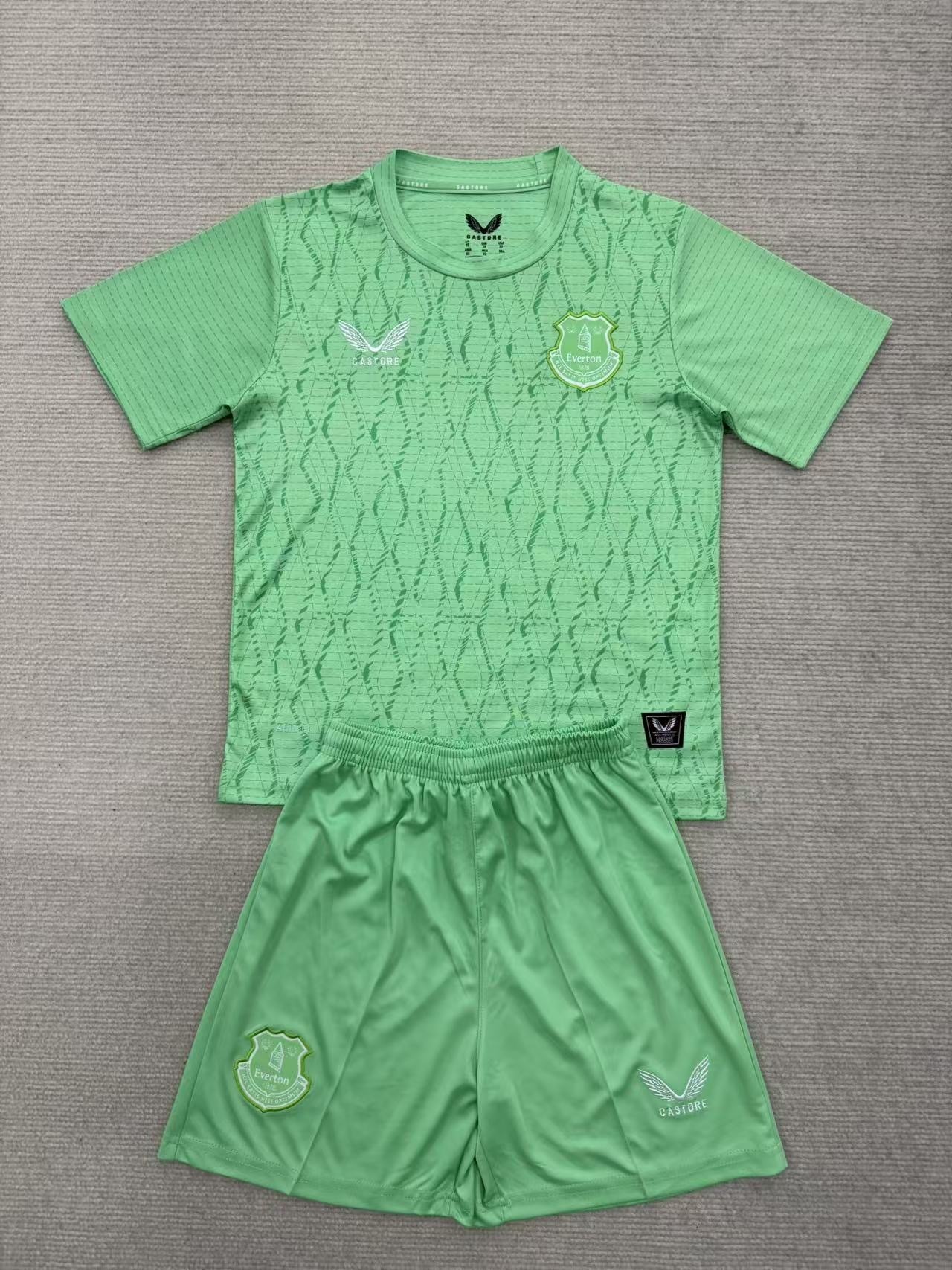 25-26 Everton Green Goalkeeper Kids+Adult Set