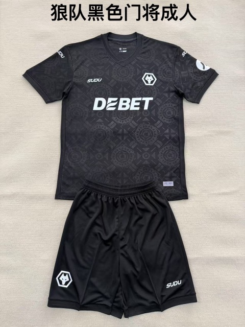 25-26 Wolves Black Goalkeeper Kids+Adult Set
