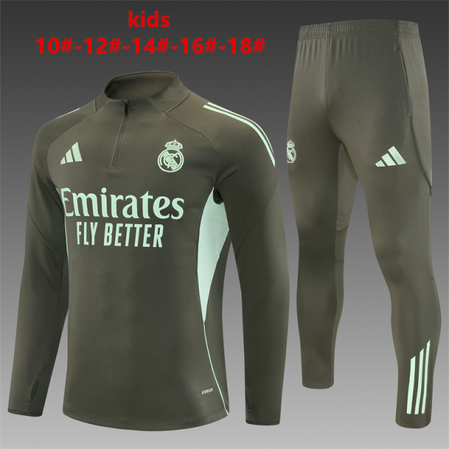 25-26 Real Madrid khaki kids+adult training uniform