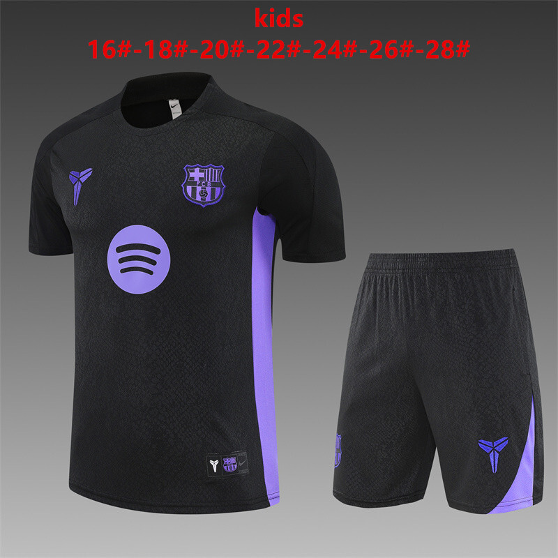 25-26 Short sleeved Barcelona Black [Co branded] Kids+Adult Training Uniform