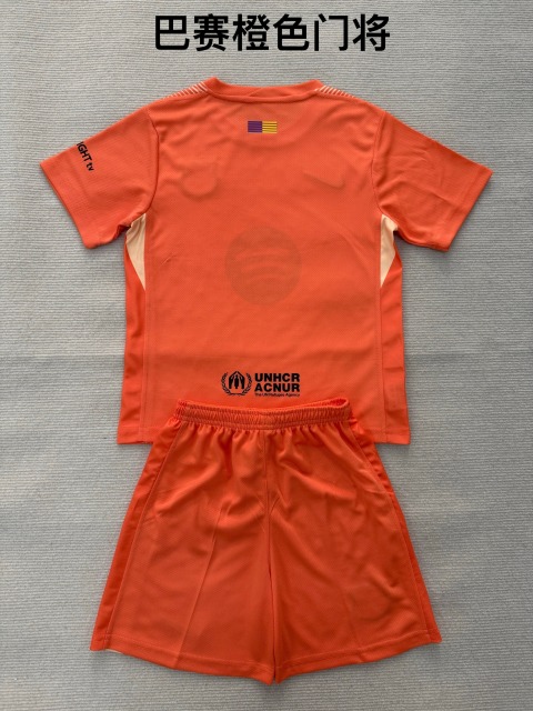 25-26 Barcelona Orange Goalkeeper Kids+Adult Set