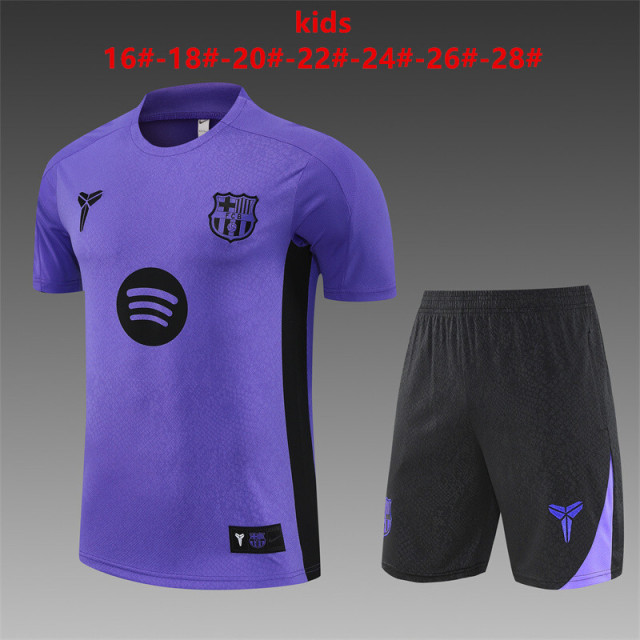 25-26 Short sleeved Barcelona Purple [Co branded] Kids+Adult Training Uniform