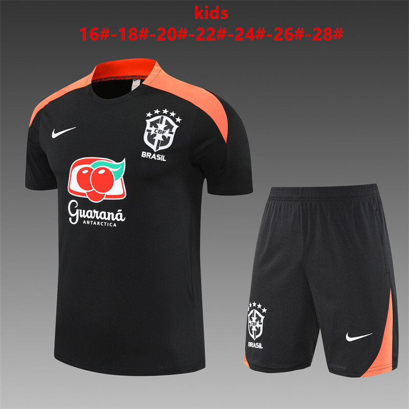 25-26 Brazil, Black Kids+Adult Training Clothes