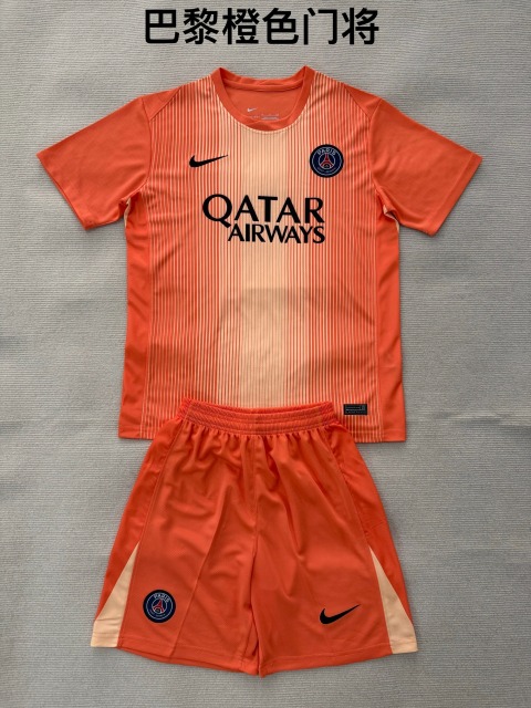 25-26 PSG Paris Orange Goalkeeper Kids+Adult Set